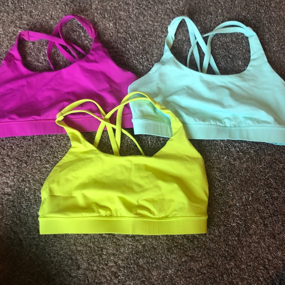 Three lululemon energy bras
